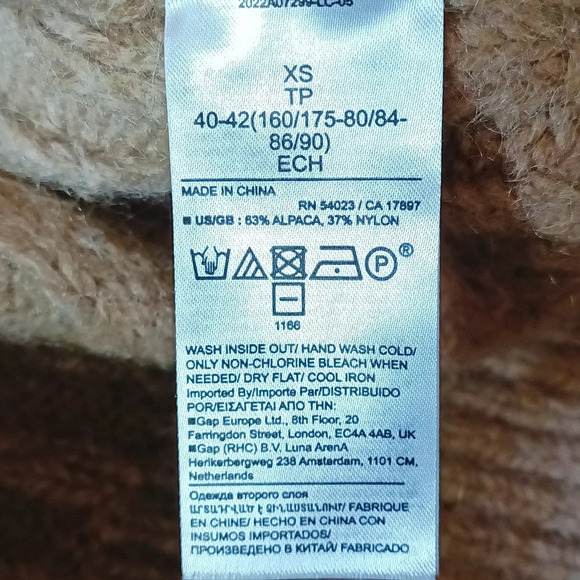 Banana Republic Alpaca Italian Yarn Knit mock neck drop shoulder tan ombre  xs - Picture 9 of 9